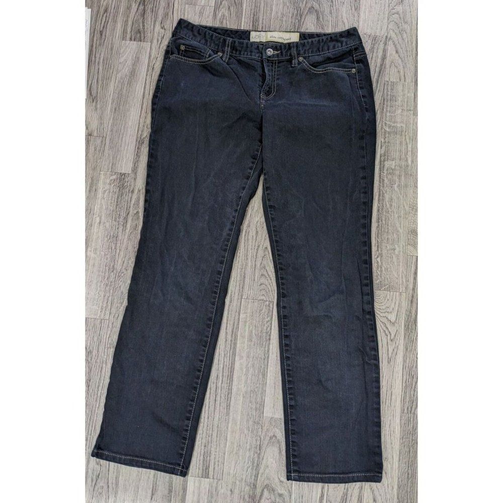Ann Taylor Loft‎ Size 8 Slim Cropped Embroidered Pockets Denim Blue Jeans